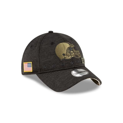 Black Cleveland Browns Hat - New Era NFL Salute To Service 9TWENTY Adjustable Caps USA1725036